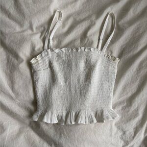 White Ruffled Hollister Top